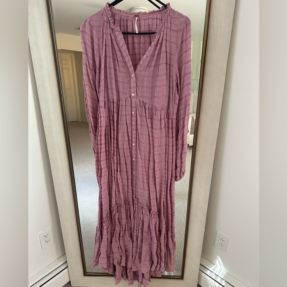 Free People Mauve Long Sleeve Maxi Dress